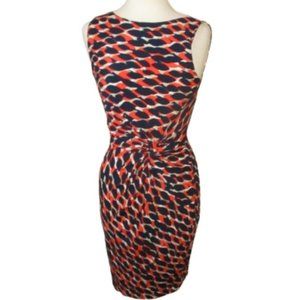Cache Sleeveless Sheath Orange Blue White Dress